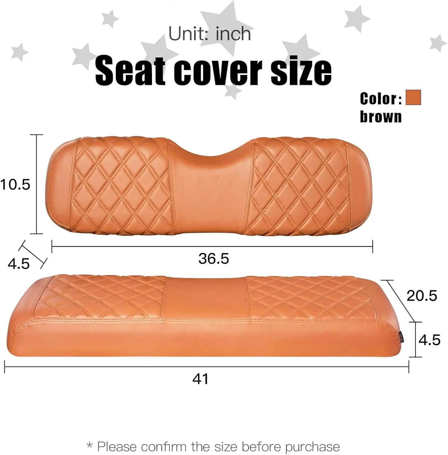 Golf Cart Diamond Vinyl Seat Covers, Fit Club Car Precedent/DS/EZGO/RXV/TXT/Yamaha Drive Aftermarket Regular Rear Seat Cushion