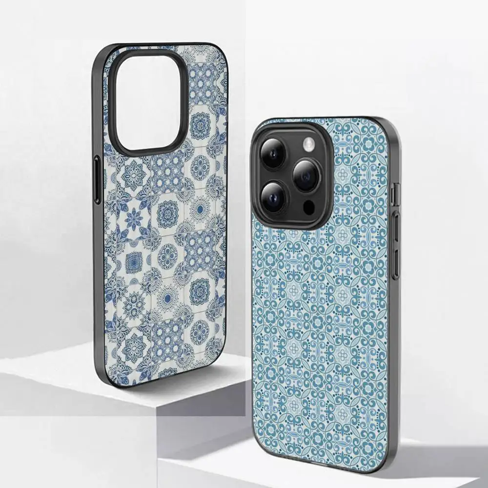 

Portuguese Glazed Tiles Phone Case For IPhone 17 16 15 11 12 13 14 Pro Max Soft Corrugated Silicone Cover Case
