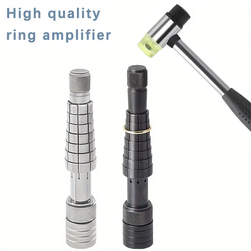 2Pcs Ring Expander Set with Mallet Adjustable Handheld Sizing Tool for Metal Ring Stretching and Sizing DIY Craft Use