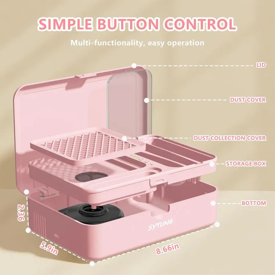 Kit elétrico da broca do prego do coletor de poeira, coletor de poeira do ventilador do prego do vácuo com pano de filtro reutilizável, máquina portátil da broca do prego k