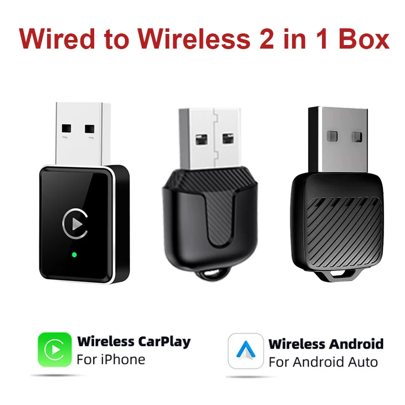

UHULAMB 2-in-1 Wired to Wireless CarPlay Adapter & Android Auto Wireless Adapter Plug & Play for Toyota Audi Mercedes-Benz