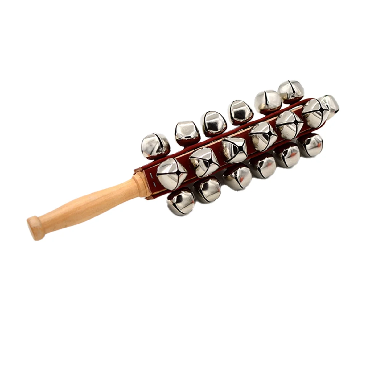 Hand JingleBells Hand Sleigh Bells Wooden Shaker Jingle Bells Stick Musical Percussion Instrument Bells for Holiday Home