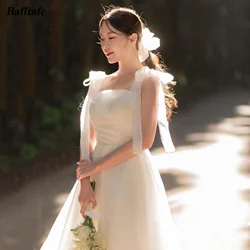 Bafftafe-vestidos de novia de Organza personalizados de Corea, tirantes escalonados con cordones, fiesta Formal de novia, fotografía de boda, vestidos largos de novia