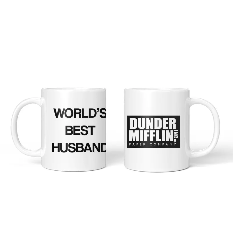 1Pcs New 350ml Dunder Mifflin The Office-World’s Best Husband Coffe Cups Funny Ceramic Tea Milk Cocoa Mugs Unique Birthday Gifts