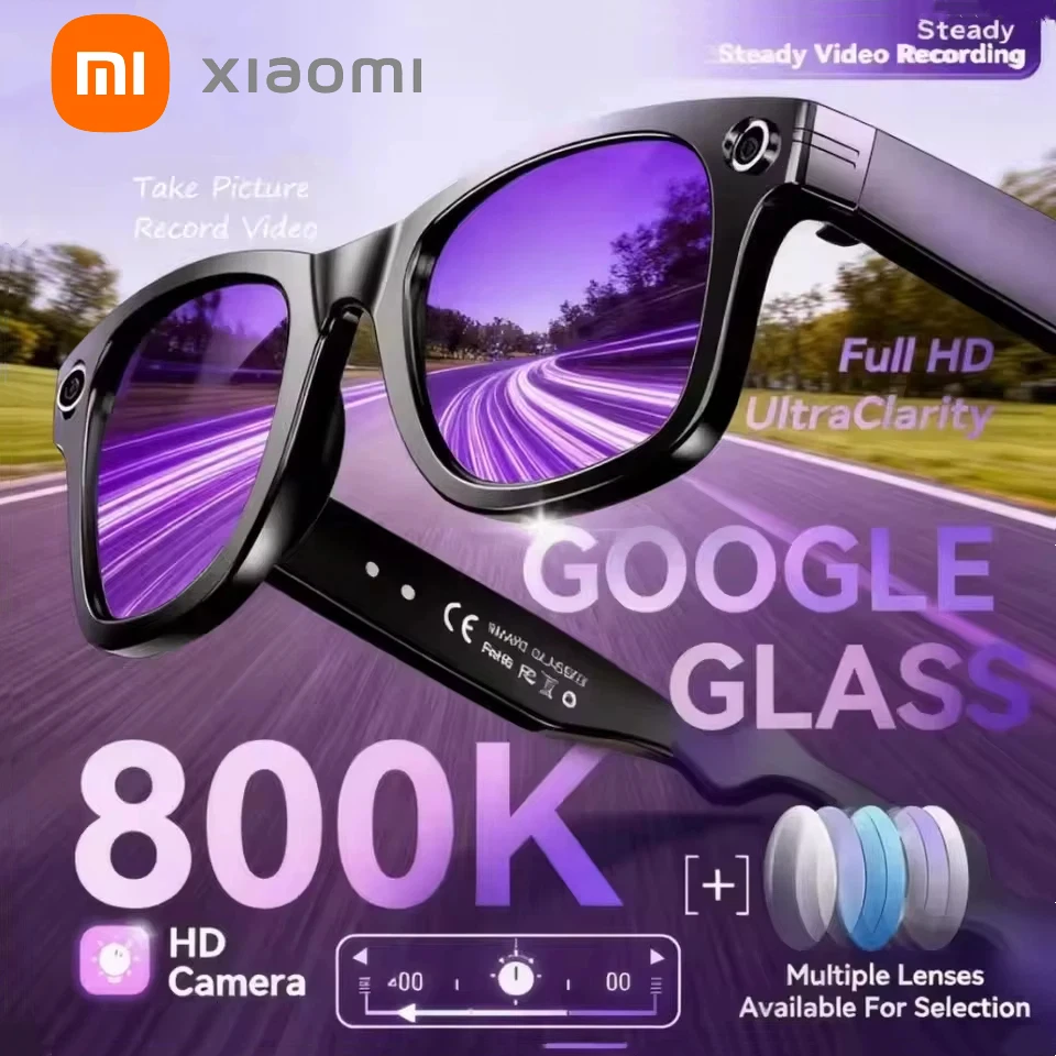 Lunettes Intelligentes Xiaomi AI avec Caméra Vidéo 800W, Traduction IA Multifonctionnelle, Compte Rendu de Réunions, Contrôle Musical et Transmission Wi-Fi