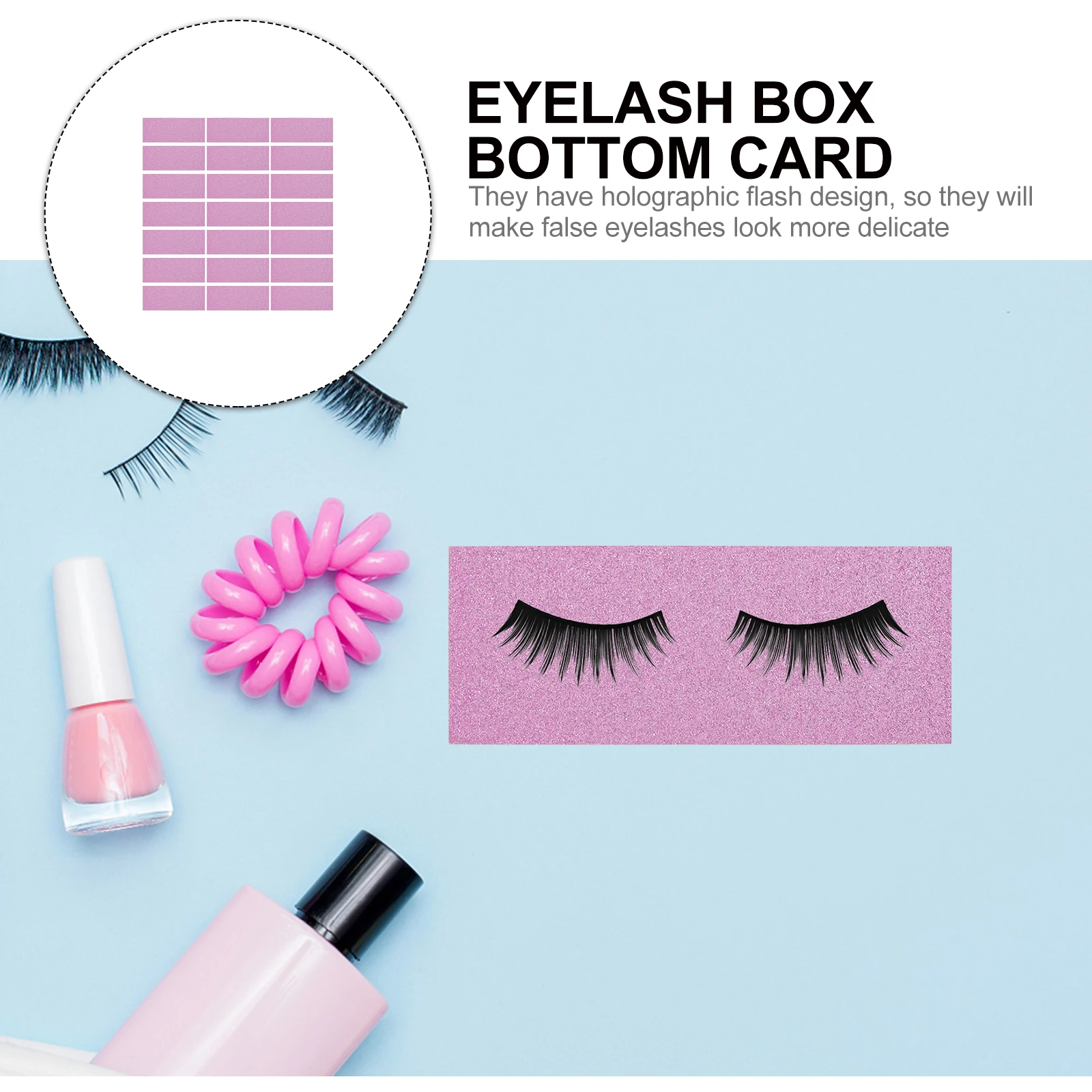 

50 Pcs Pink Glitter Paper Eyelash Case Packing Box Cardstock Internal Background Papers Bottom Cards Lashes Decorative