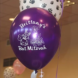 Personalized balloons custom name logo text for Hebrew party Bat Mitzvah