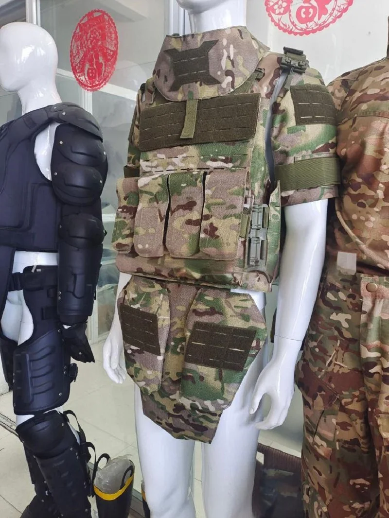 Real NIJ IIIA .44MAG Bulletproof Vest Full Set Heavy Duty Outdoor Tactical Body Armor with Groin & Thigh Protection Guard