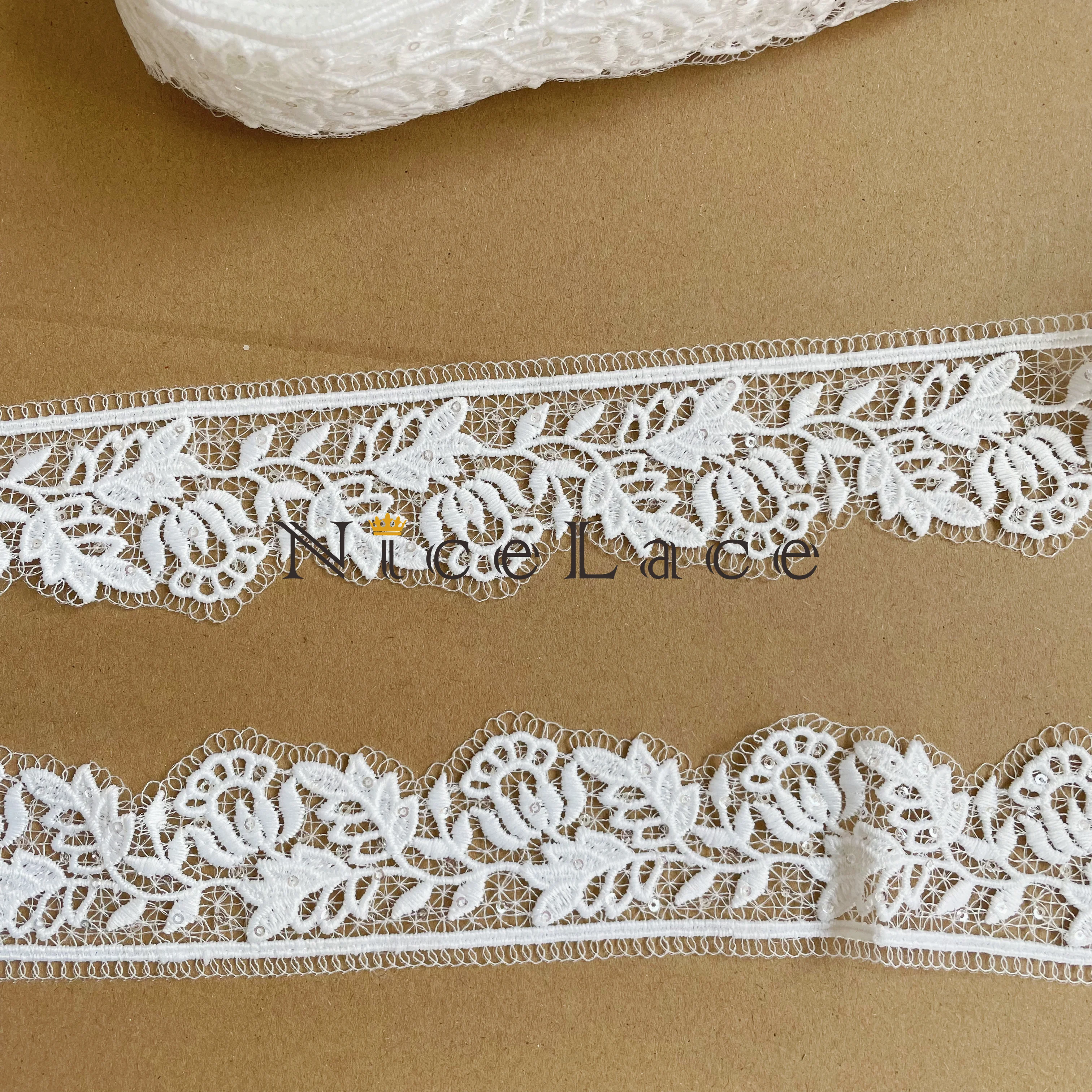 

Embroidery Guipure Trimming for Bridal Head Veils, Flowers Lace Borders, Sew Accessories, 5Yard, G45246, Free Shipping