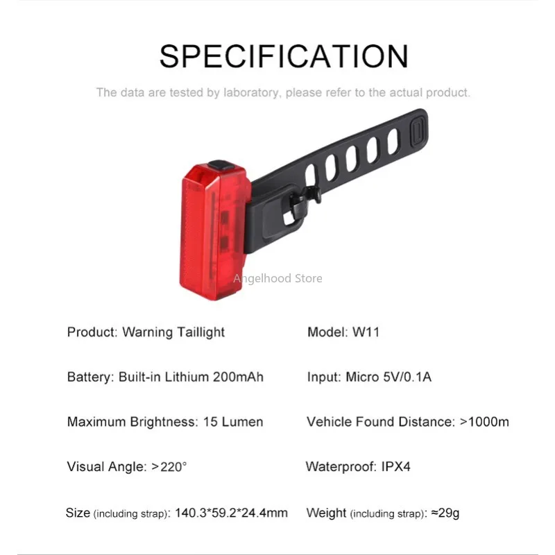 W11 دراجة الذيل ضوء إضاءة مقاومة للماء الدراجة الذيل ضوء دراجة USB قابلة للشحن ركوب الدراجات الجبلية الذيل مصباح الملحقات