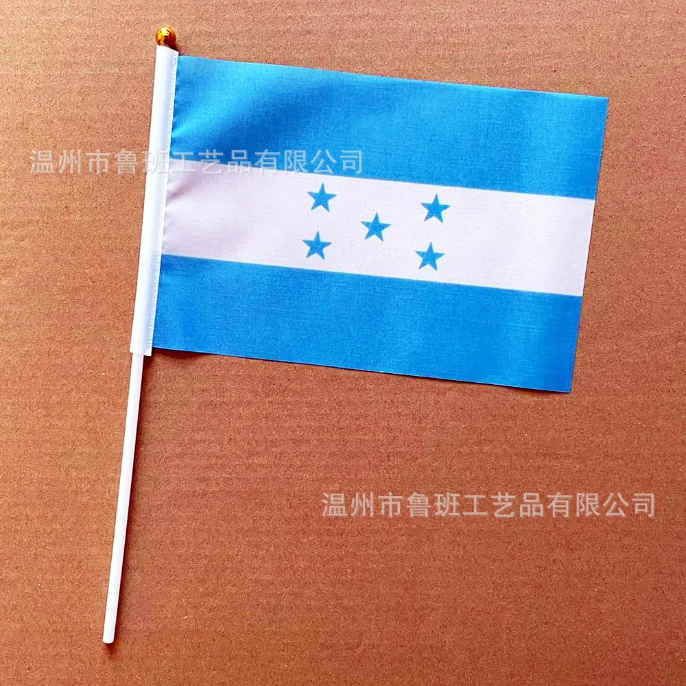 TIKI FLAG Honduras hand flag 14x21cm Polyester Fade-Resistance Honduras Hand Waving Flag with Plastic Flagpole for Events