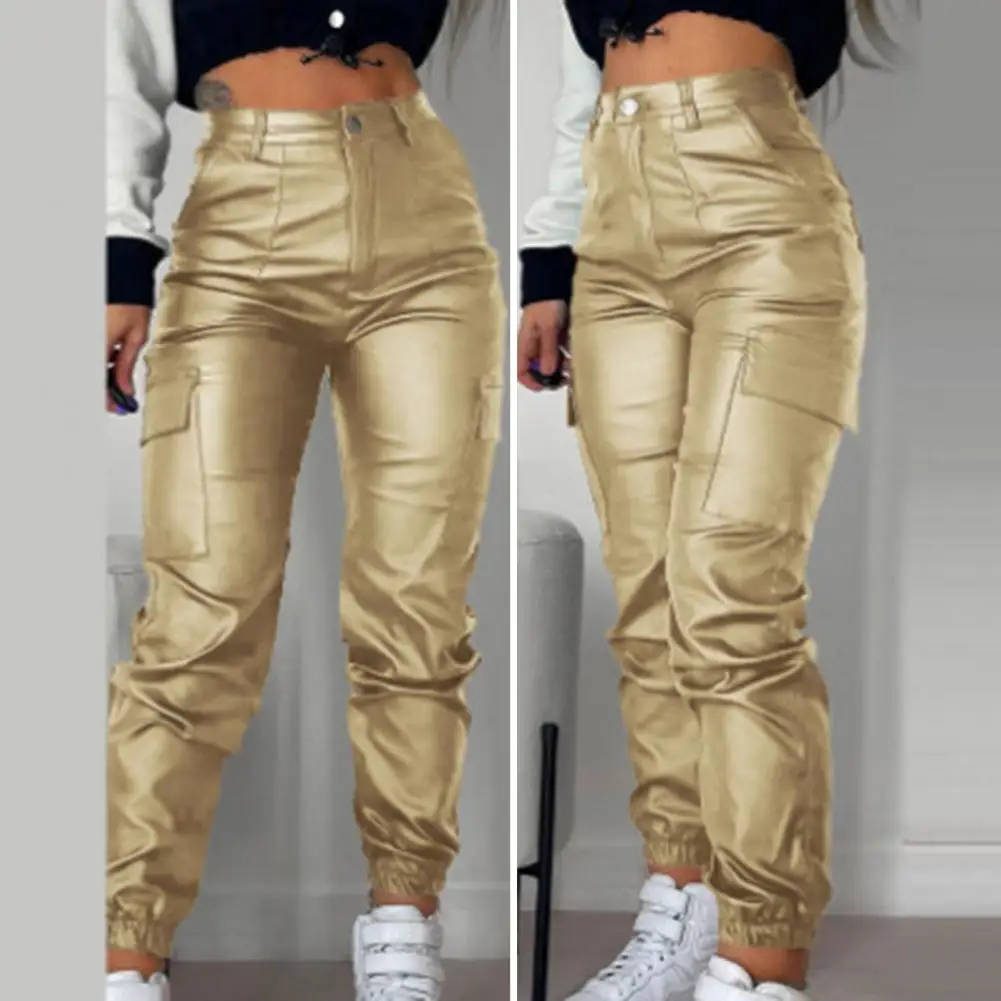 Women Motorcycle Trousers Women Pants Stylish Women's Faux Leather Pants Soft Breathable Slim Fit Trousers with for Motorcycle