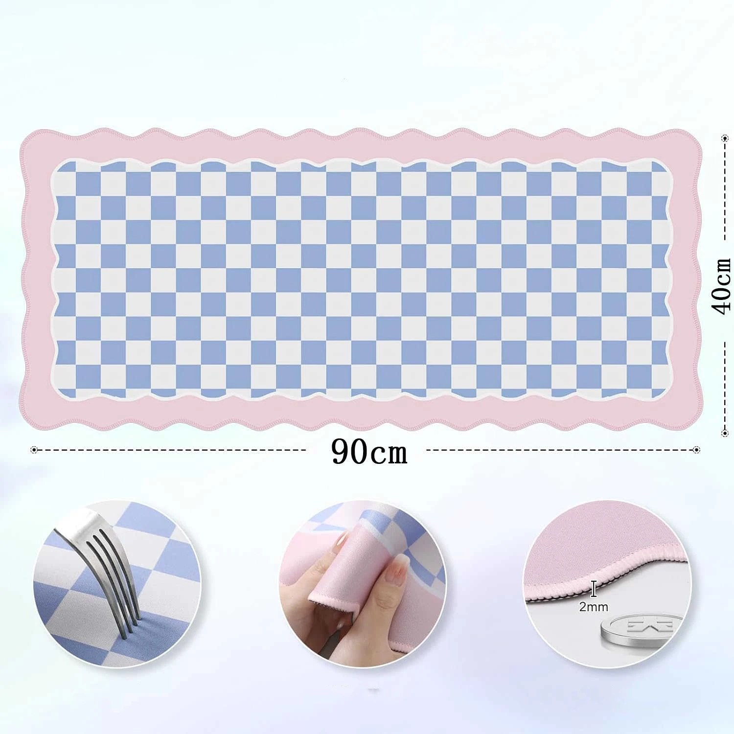 Hot Selling Pink Cute Strawberry Keluli Leather Table Mat Waterproof New Leather Gaming Keyboard Mat For Girls Hearts Office Mat