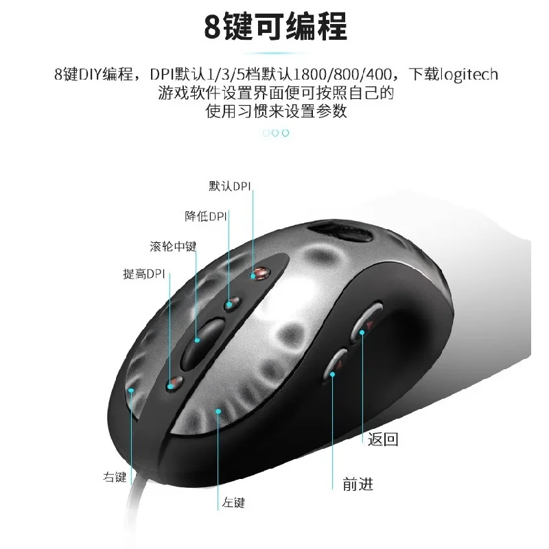 Per Logitech MX518 Mouse da gioco classico MX500/MX510/MX518 Mouse da gioco destro con cavo