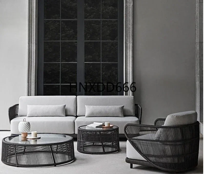Outdoor sofa courtyard combination garden waterproof sunscreen rattan furniture