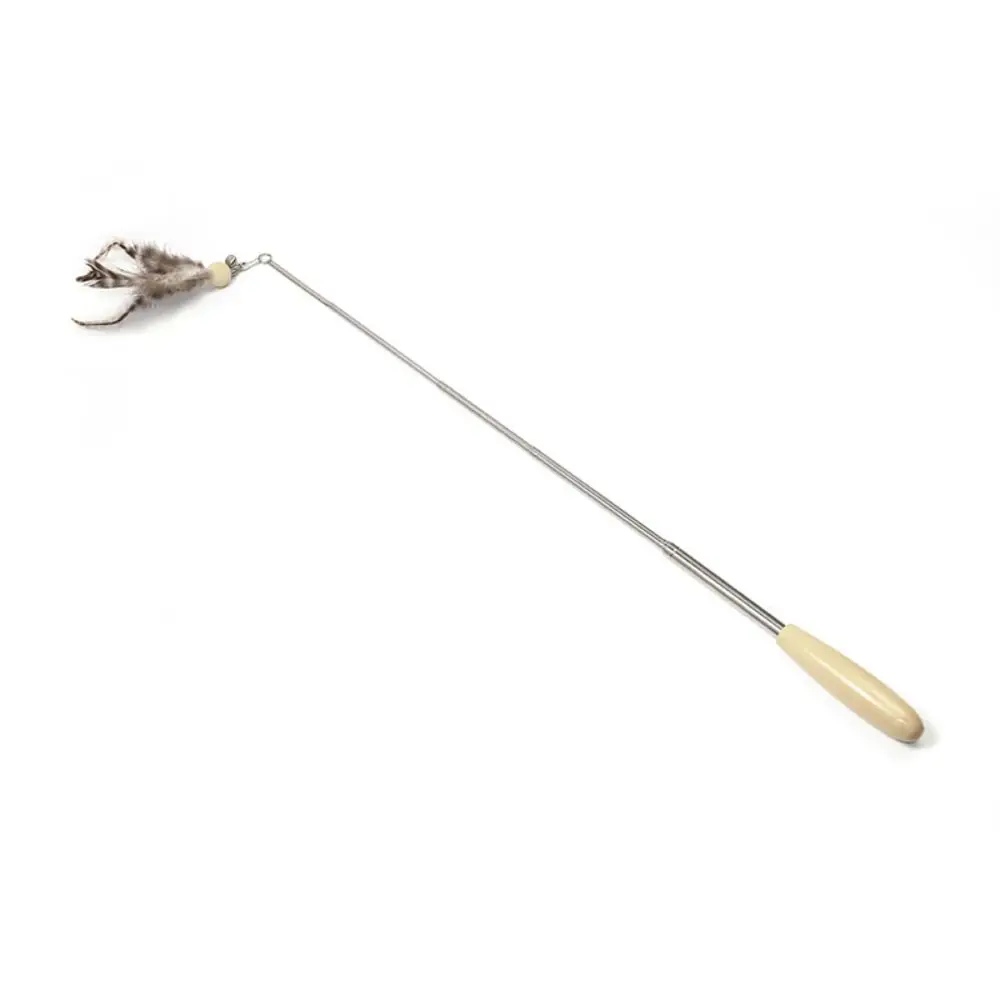Compact Stainless Steel Cat Teaser Wand Replaceable Head Retractable Telescopic Cat Wand Cat Fishing Pole Toy Cat/Kitten
