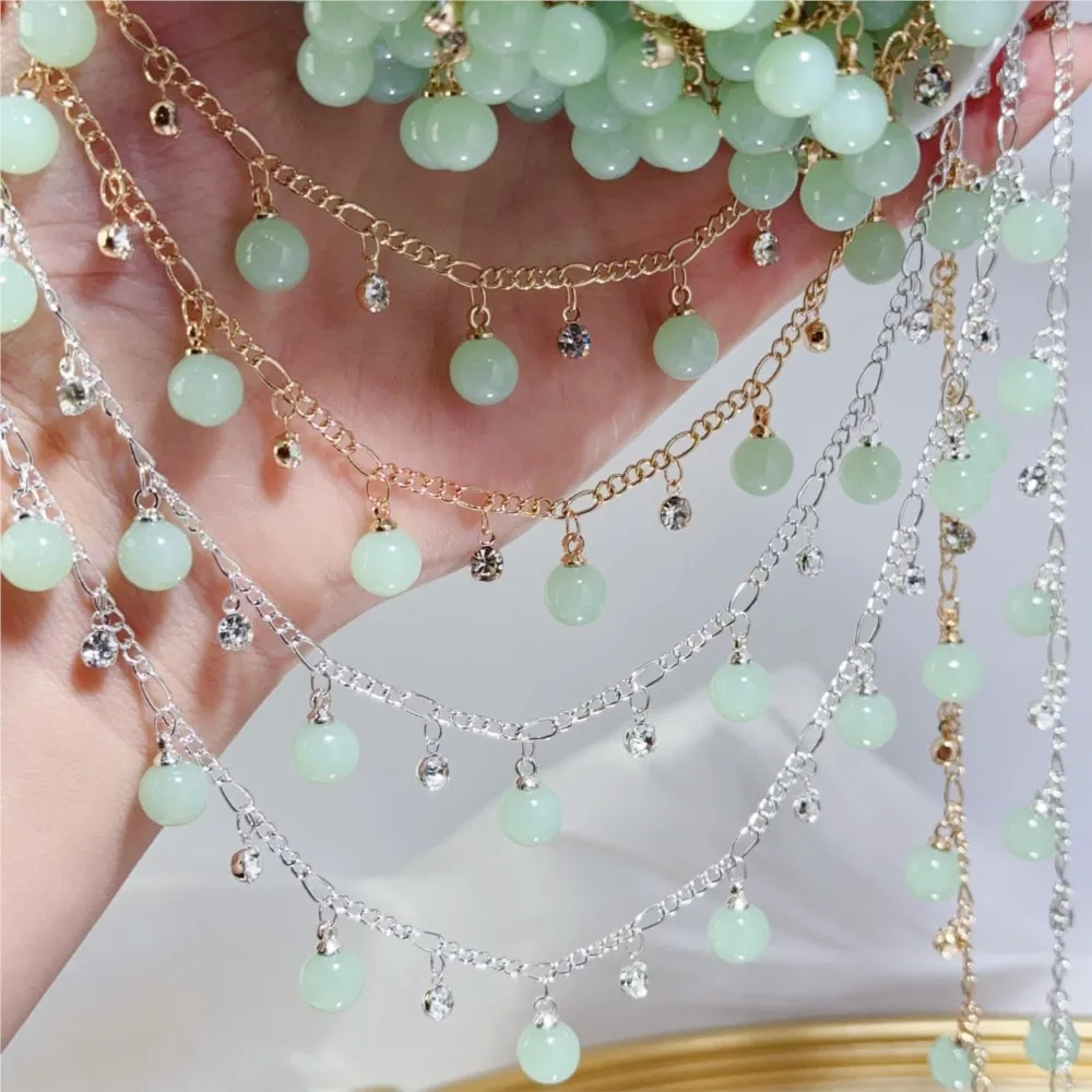 0.5Meter/1Meter Transparent Zircon Round Glass Beads Chain Rhinestone Bead Chain For DIY Women Necklace Bracelet Jewelry Making