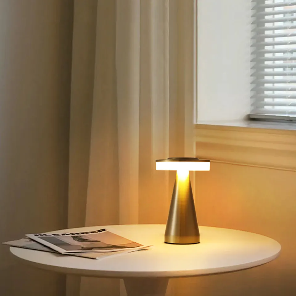 Retro Mushroom Table Lamp  Touch Sensor Desktop Night Light  Rechargeable Reading Lamp For Bedroom Restaurant Bar Decor Lighting