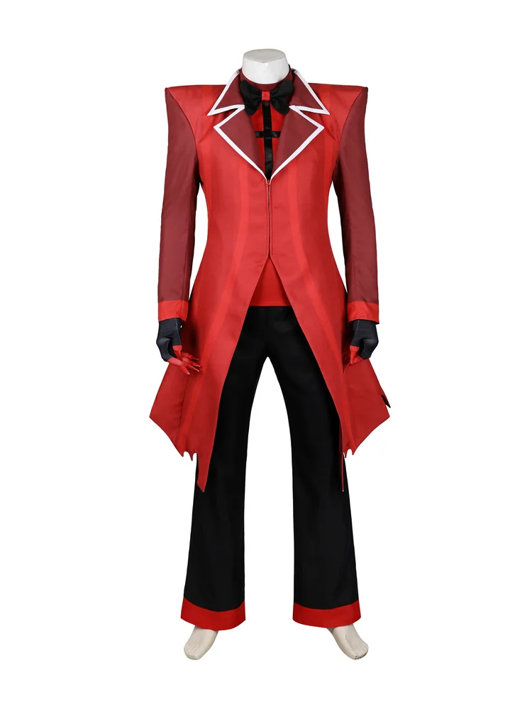 Costume de Cosplay Anime Alastor pour Hommes Adultes, Uniforme Rouge Trempé, Ensemble Complet, Tenues de Carnaval d'Halloween