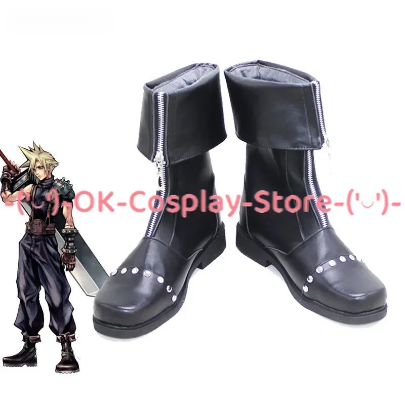 [Personalizzato] Cloud Strife Scarpe Cosplay FF7 Anime Gioco di ruolo Puntelli Halloween Carnevale Festa Festa Stivali in pelle PU