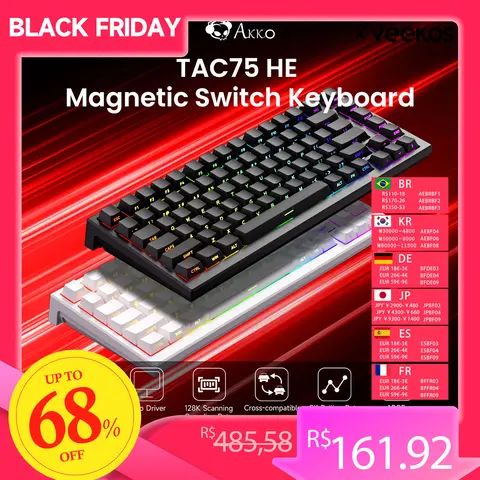AKKO TAC75 HE clavier à interrupteur magnétique 75% claviers de jeu déclencheur rapide 0.005mm 8K RGB filaire Esports clavier personnalisé pour Gamer
