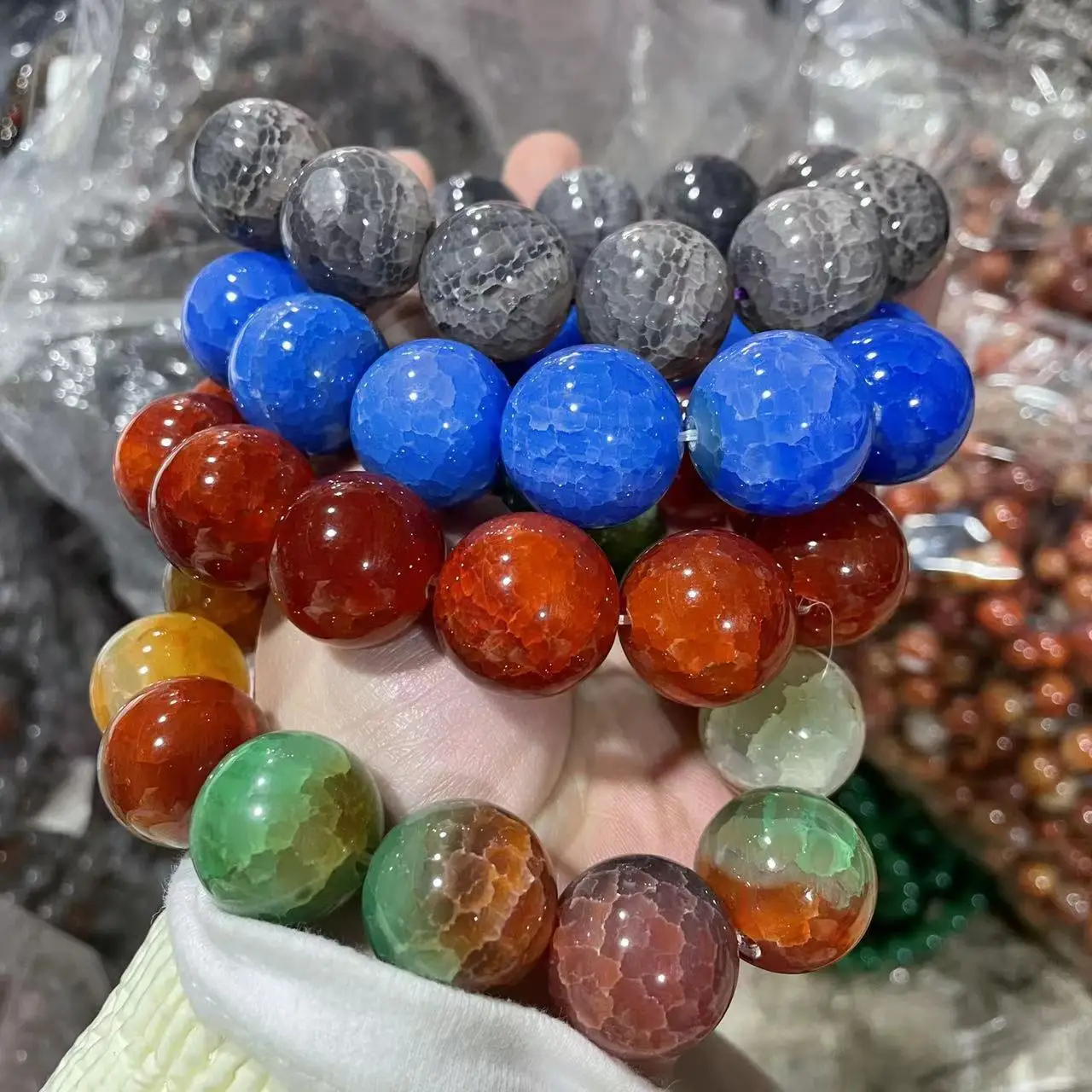 Dragon Scale Phoenix Blood Men's Bracelet Beads Blue Jade Marrow Red Dragon Scale Pattern Ice Crack Peacock Women's Bracelet