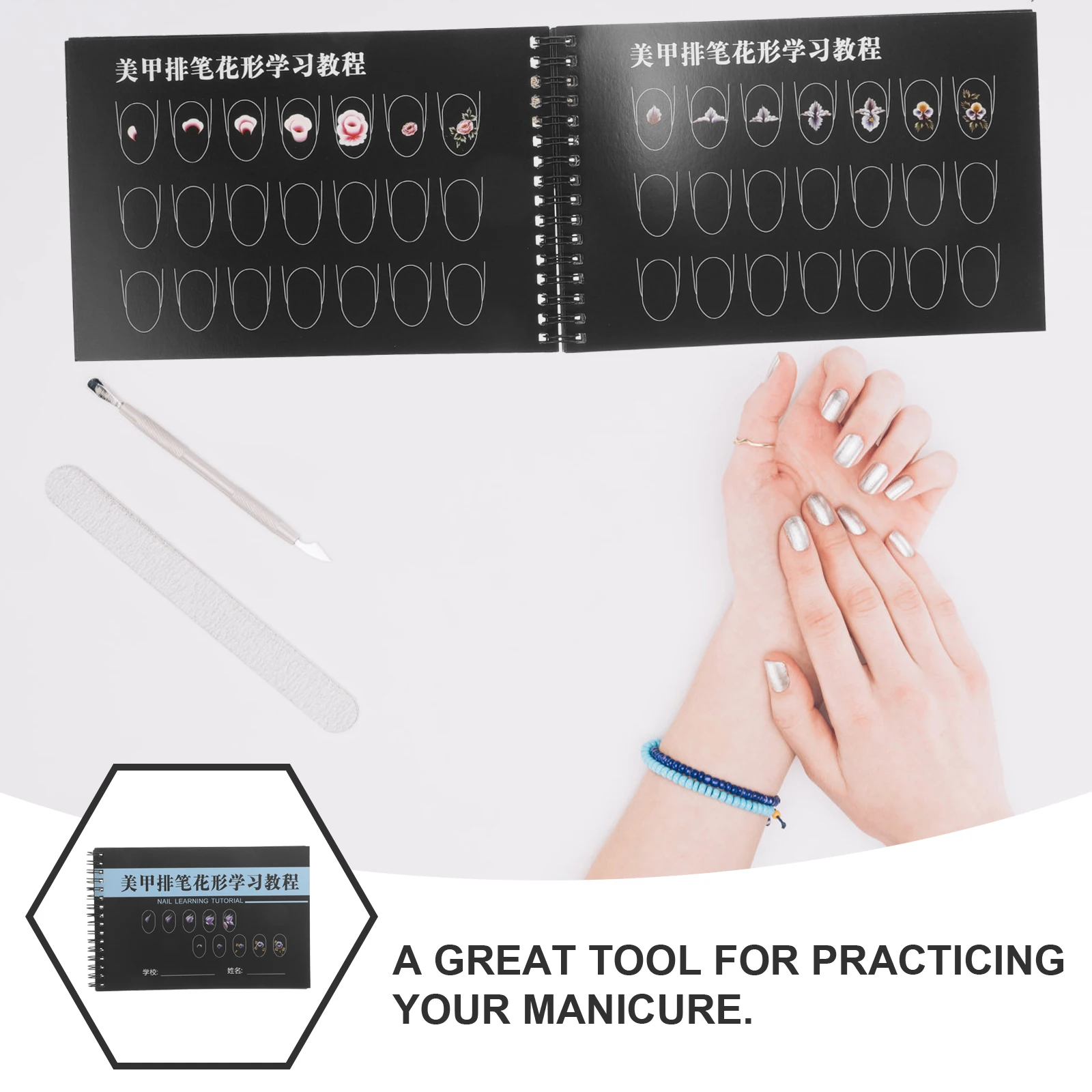 

1Pcs Nail Art Practice Book Blank Drawing Pad Nail Practice Sheet Manicure Training Guide