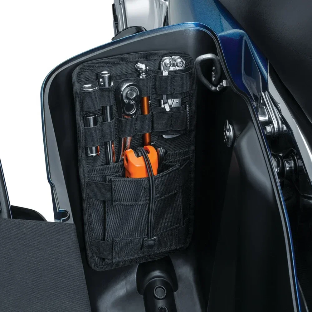 حقائب سرج صلبة عالمية للدراجات النارية مع مجموعة أدوات داخلية - تناسب التجول ونماذج Road King & Street Glide
