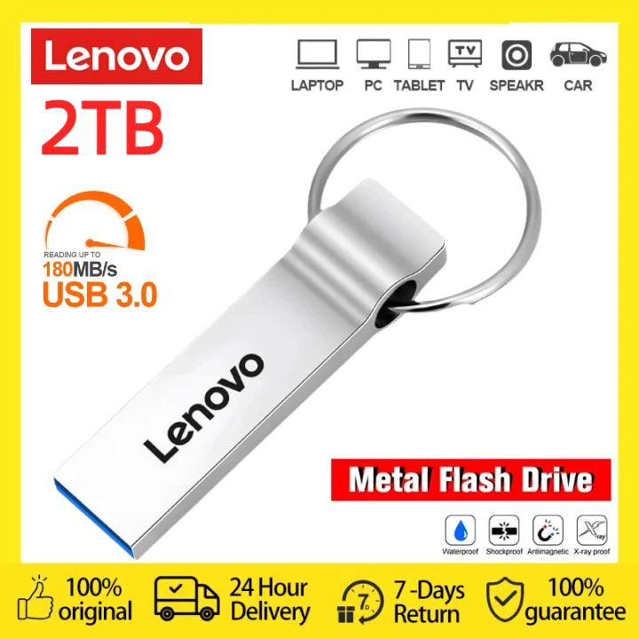 Lenovo 2Tb Metalen Pendrive 1Tb Usb 3.0 Flash Drives Hoge Snelheid 512Gb 256Gb Draagbare Usb Drive Waterdichte Memoria Usb Flash Disk