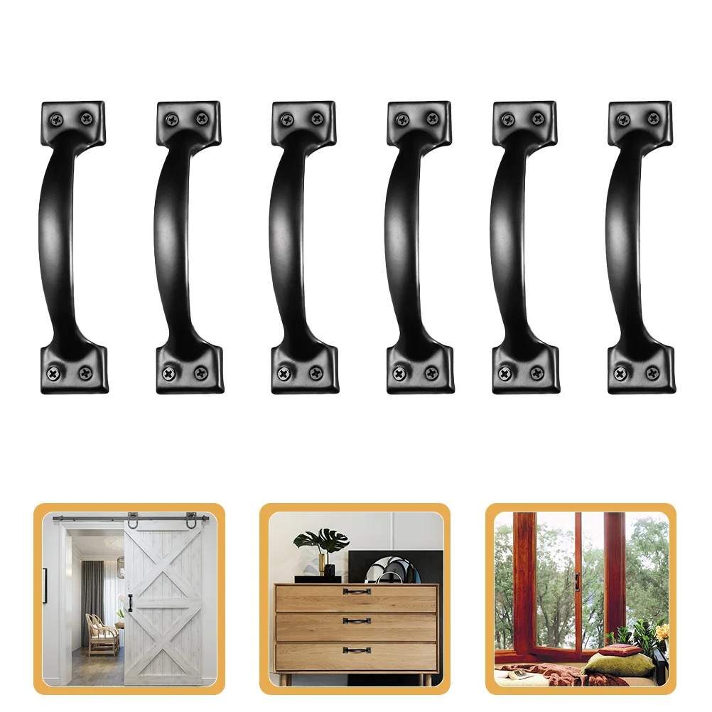 6 Pcs Door Handle Cabinet Handles Drawer Pulls Vintage Ergonomic Furniture Iron