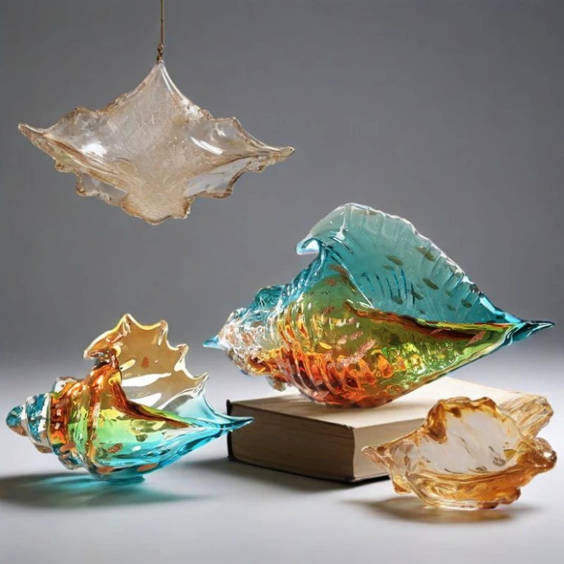 Glass Colorful Conch Light Luxury Art Decoration Office Living Room Hotel Porch Modern Simple Decoration
