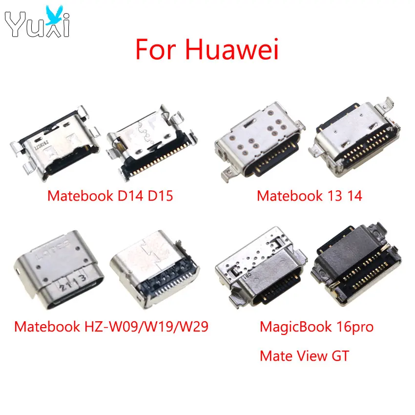 YuXi 2pcs For Huawei Matebook 13 14 WT-W09/ D14 D15 MagicBook 16 Pro Type-C USB Charging Dock Charger Socket Port Connector