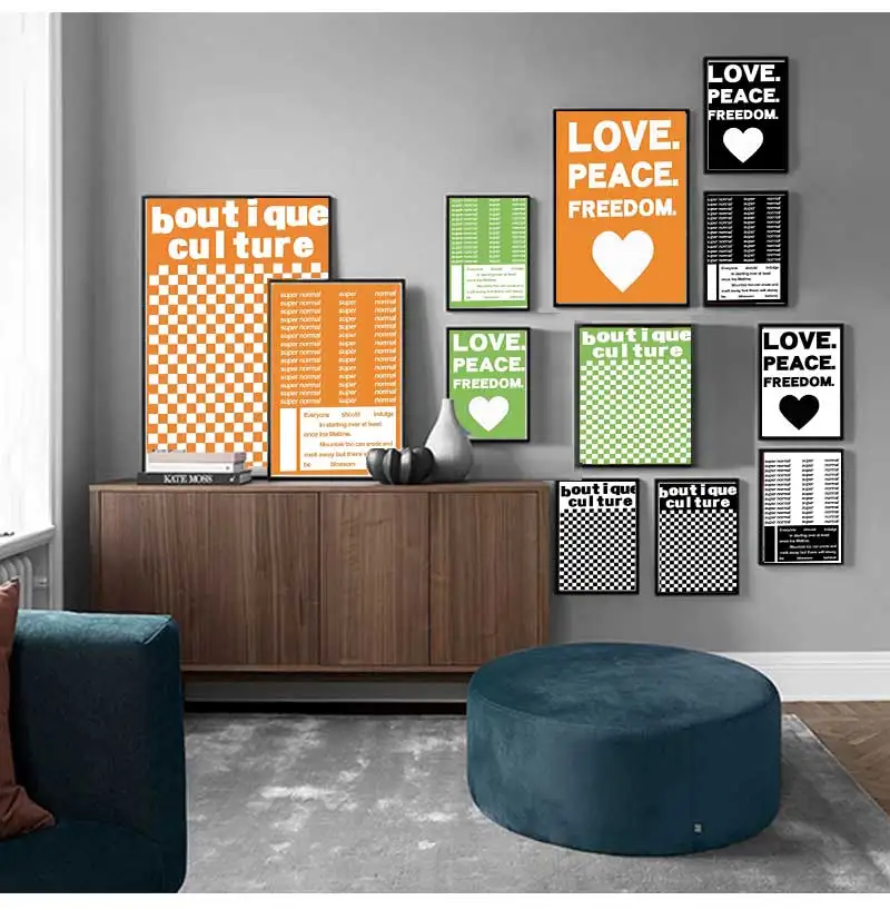 Maximalist Love Peace Freedom Colorful Boutique Culture Positive Quotes Wall Art Canvas Painting Posters For Living Room Decor
