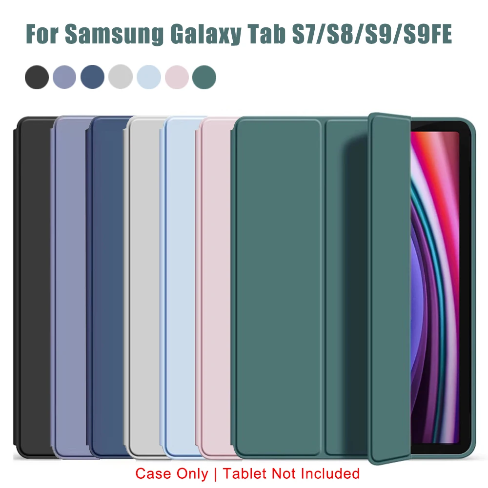 Tri-fold Flip Case For Samsung Galaxy Tab S7 S8 S9 S9 FE 10.9'' 11'' 2023 2021 Magnetic Stand PU Leather Protective Cover