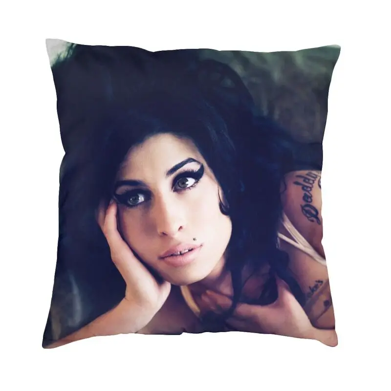 Lovely Amy Winehouse Square Pillowcase Home Decor Singer Cushions Throw Pillow for Sofa Double-sided Printing