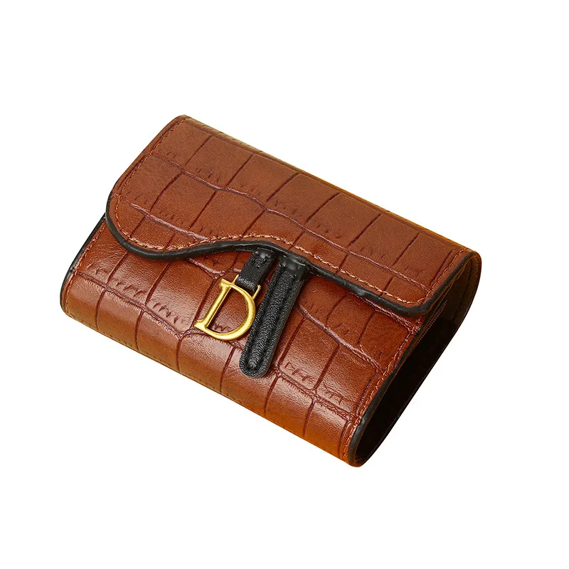 Hot Sale Luxury Crocodile Pattern Women Card Holder Multi-Slot ID Wallet Small Designer D-Buckle Card Case Elegant Short Purse