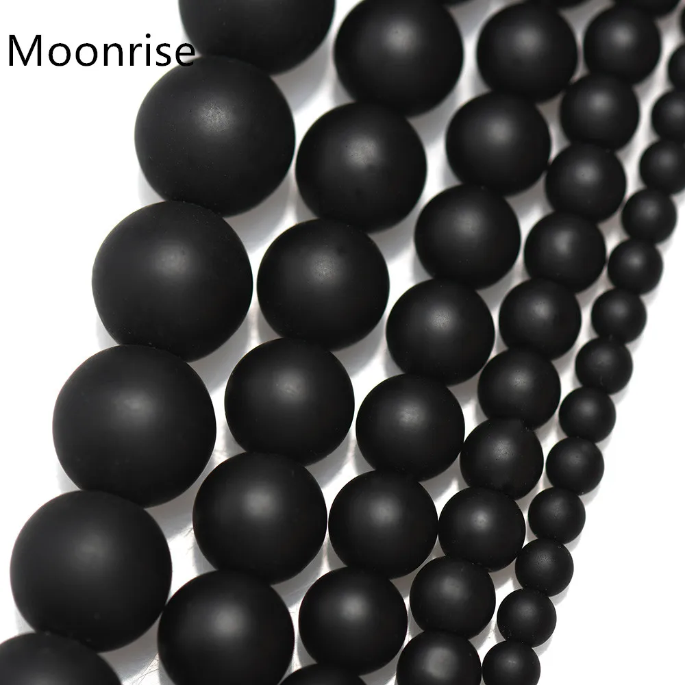 4-12mm Black Matte Onyx stone Round Loose Beads For DIY Jewelry Bracelet Necklack Earrings Making Accessories 1Stand