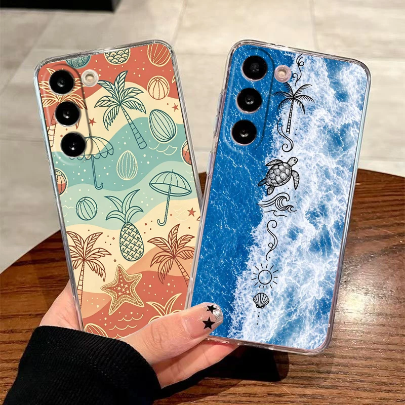 Ocean Pattern Transparent Phone Case for Samsung Galaxy A16 A14 A12 A22 A24 A34 A36 A37 A42 A56 A57 A30 A40 Soft Cover Present