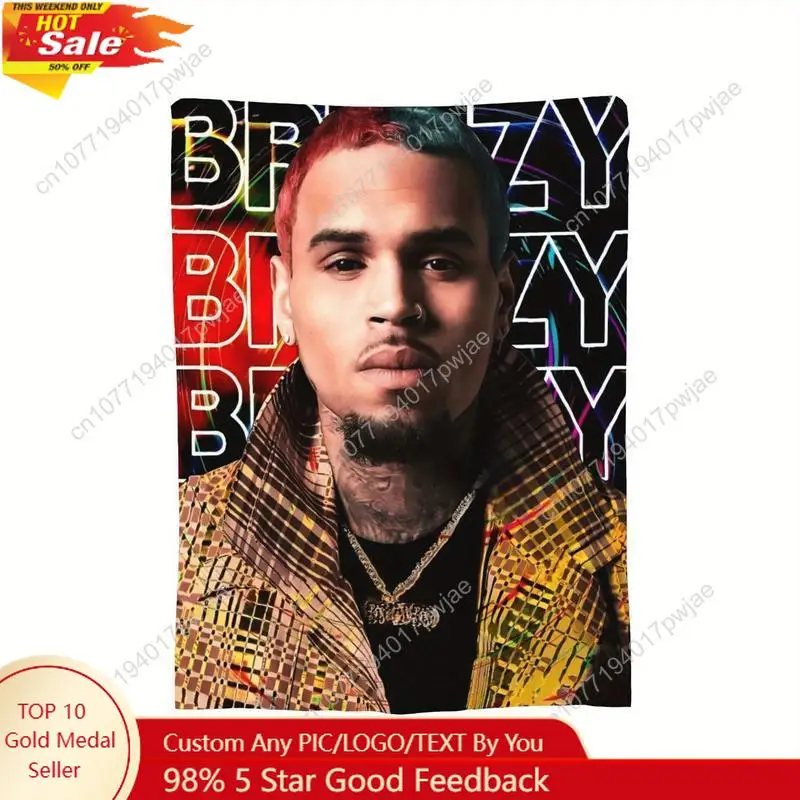 Vintage Chris Brown Theme Printed Super Soft Flannel Blanket - Perfect for Living Room Office Travel Custom blankets