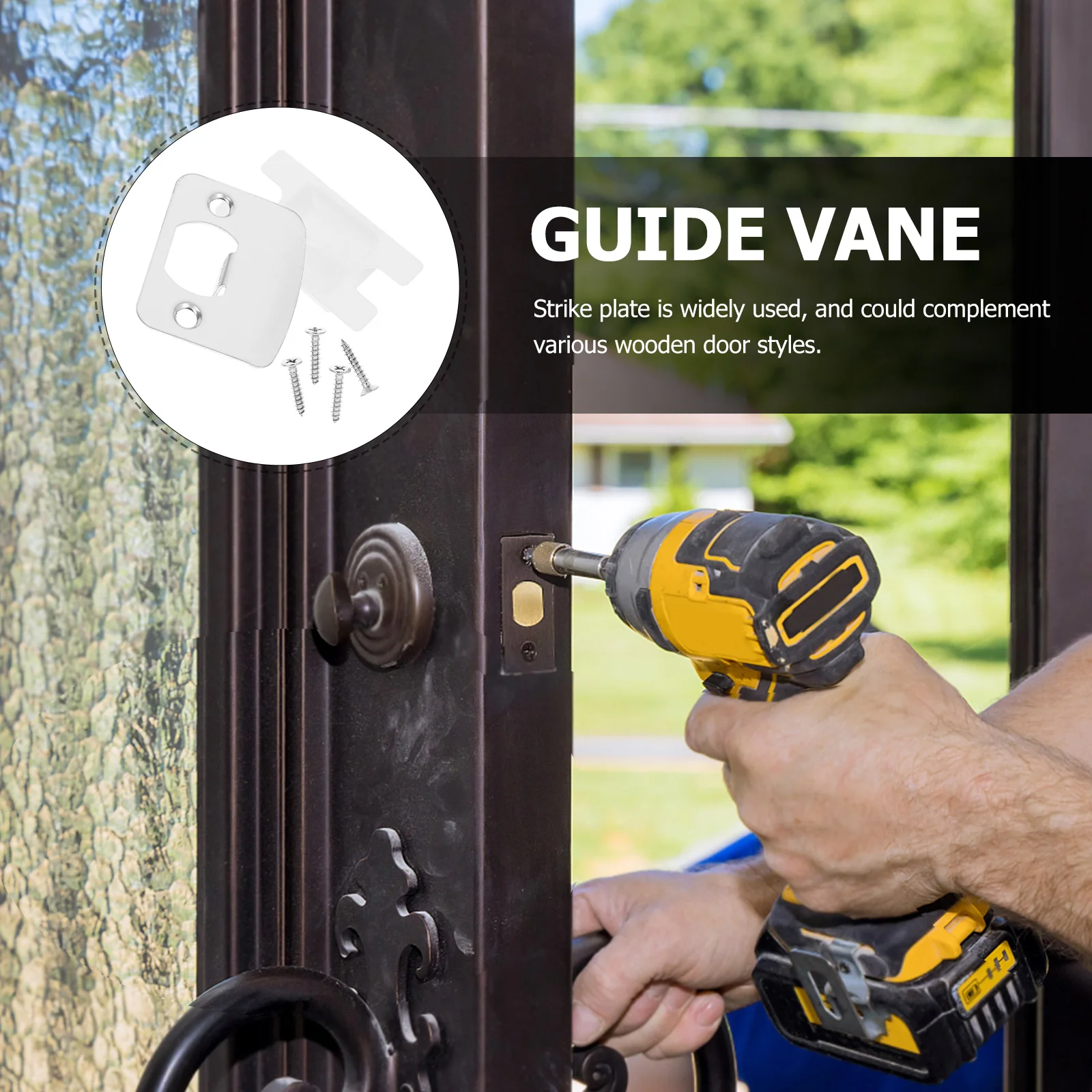 

2Sets Door Strike Plate Metal Guide Plates Durable Reinforcement for Deadbolt Lock Wooden Doors Style Smooth Finish