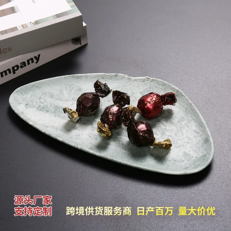 Green Marble Tray for Jewelry Cosmetics Storage Bathroom Vanity Desktop Organizer Elegant Tonal Ornament Home Decor Accessory