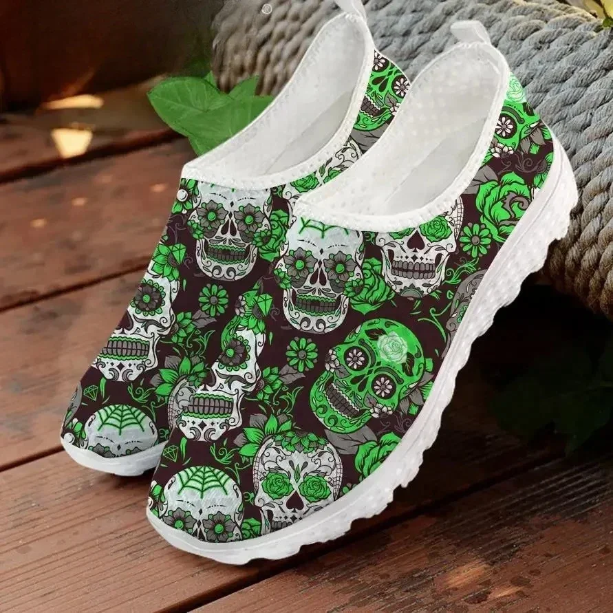 New Casual Flats Sneakers Gothic Style Colorful Sugar Skull Printing Women Outdoor Workout Footwear Comfort Shoes view 5