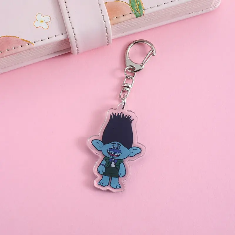 Acrylic Cartoon Anime Pendant Keychains Holder Car Key Chain Key Ring Phone Bag Hanging Jewelry Gifts Accessories Trolls