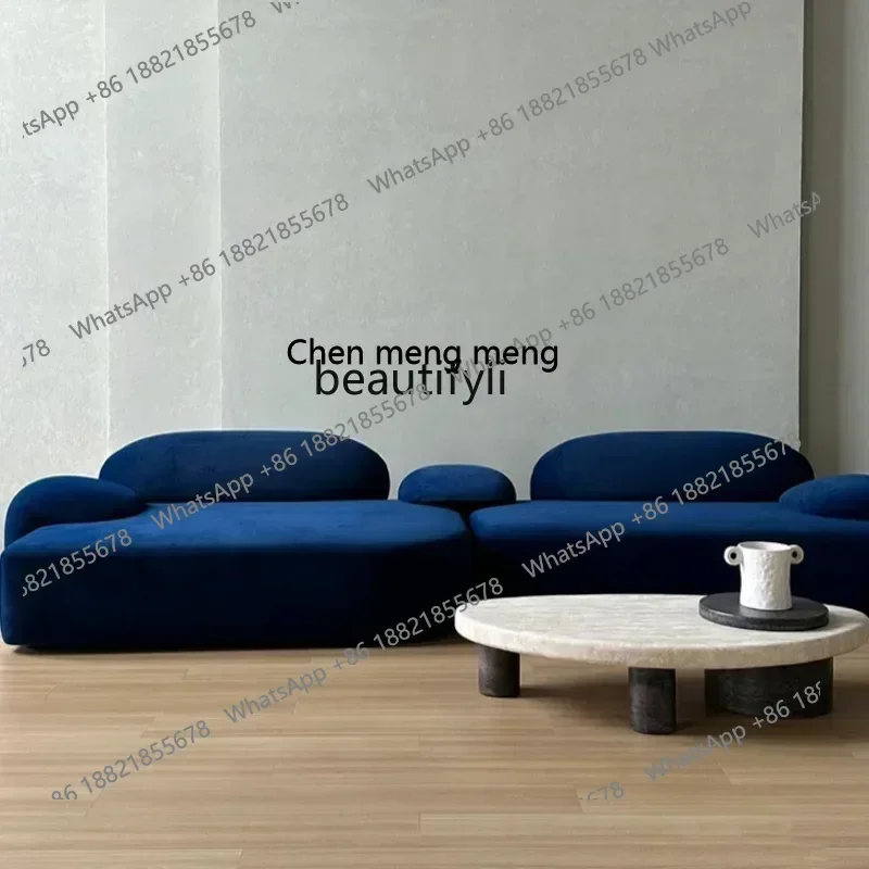z183   Designer Italian minimalist modern minimalist curved large square multi-person apartment corner straight row fabric sofa