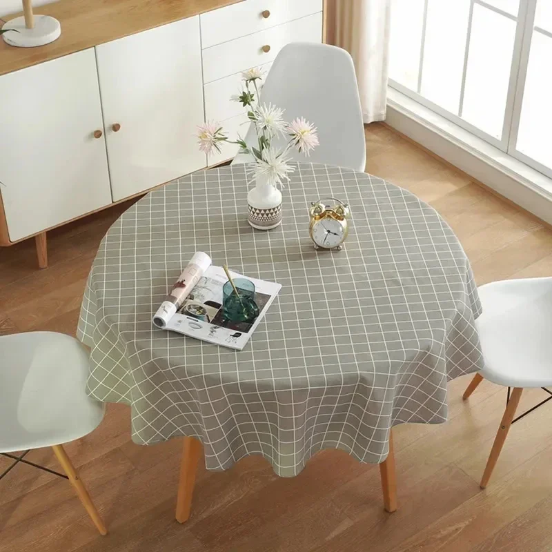 Mantel redondo nórdico de 120/150cm de diámetro, mantel lavable de lino y algodón para mesa de banquete de Hotel, cubierta de mesa para fiesta de boda y Navidad