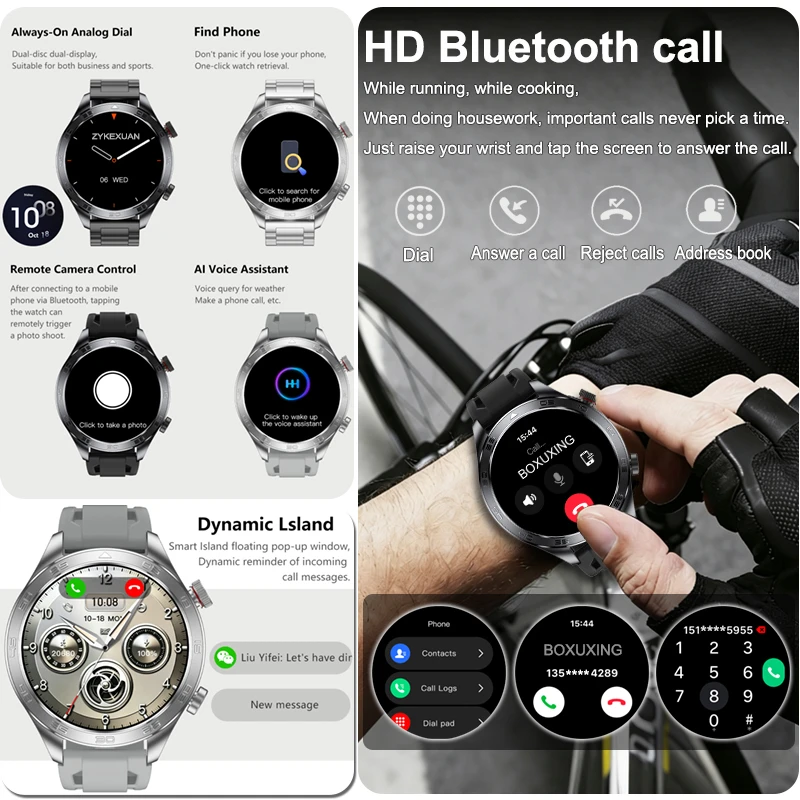2026 New Smart Watch Men AMOLED HD Screen Outdoor Sports Fitness Heart Rate GPS Track IPX8 Waterproof Bluetooth Call Smart Watch