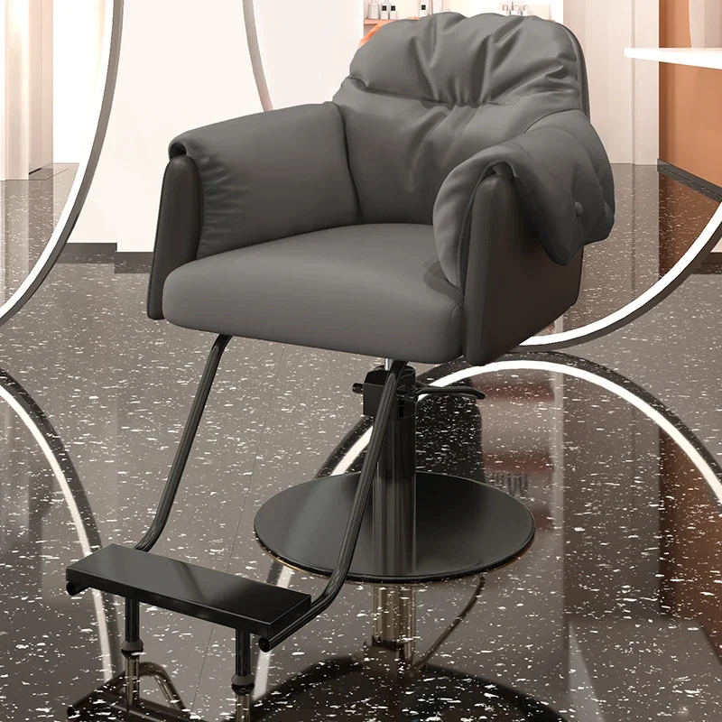 Hair Salon Chair Exclusive High-end Hair Cutting Stool Stainless Steel Reclining Barberia Armchairs Barber Stuff Rotating Bench