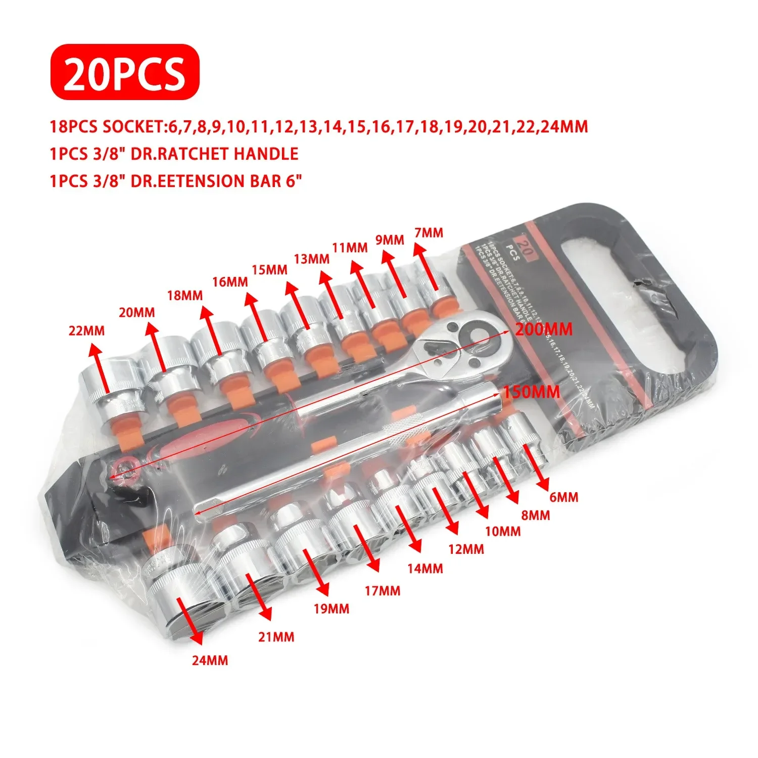 For Car Motorcycle Bicycle&Household Repair 20Pcs 3/8