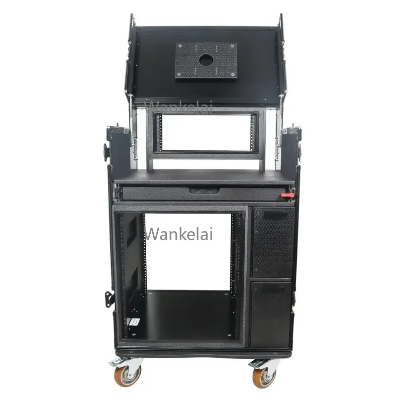 Mobile AV Broadcast Video Streaming Recording Studio Workstation Flight Case 4U Top 12U Bottom for Professional Use