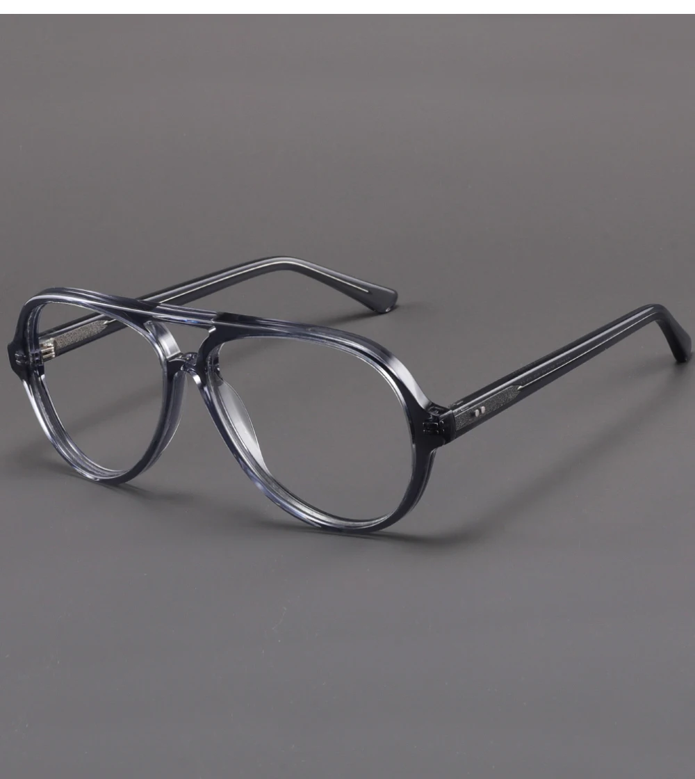 Pilotenbrille aus Acetat mit großem Rahmen für Herren, individuelle Korrektionsbrille, Persönlichkeits-Lesebrille, modische Brille – Detail 13